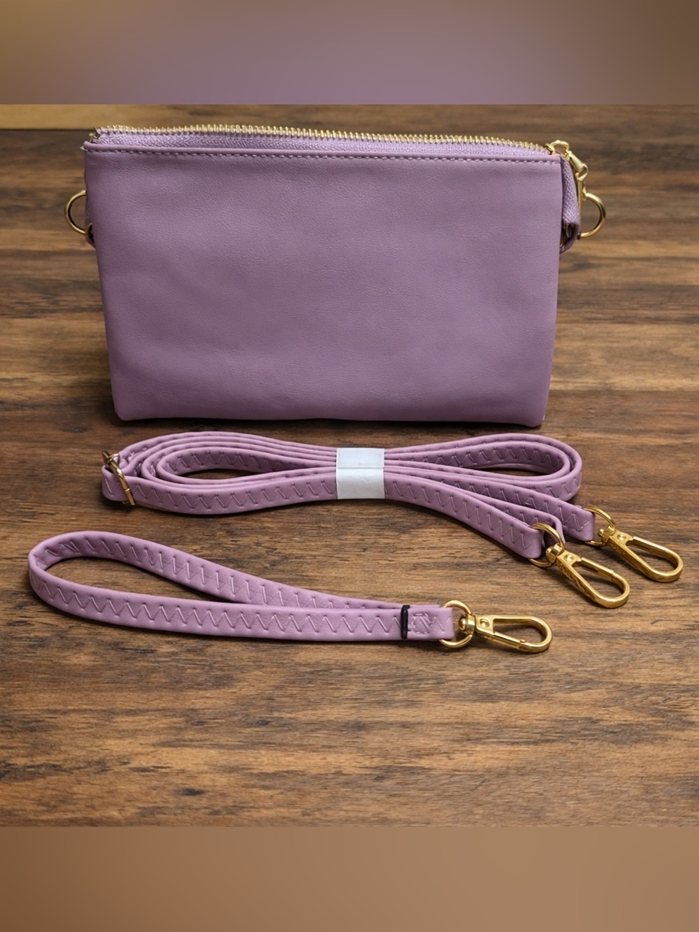 🆕 Jen & Co Riley Handbag Vegan Leather Crossbody Wristlet Mauve Gold Hardware